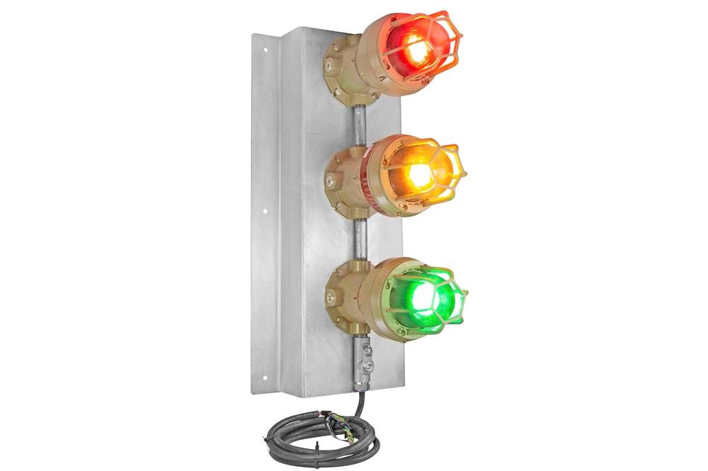 Explosion Proof Traffic Light - Class 1 & Class 2 Signal Stack Light - Red, Yellow, Green - 1.5" GRC - PuriLite