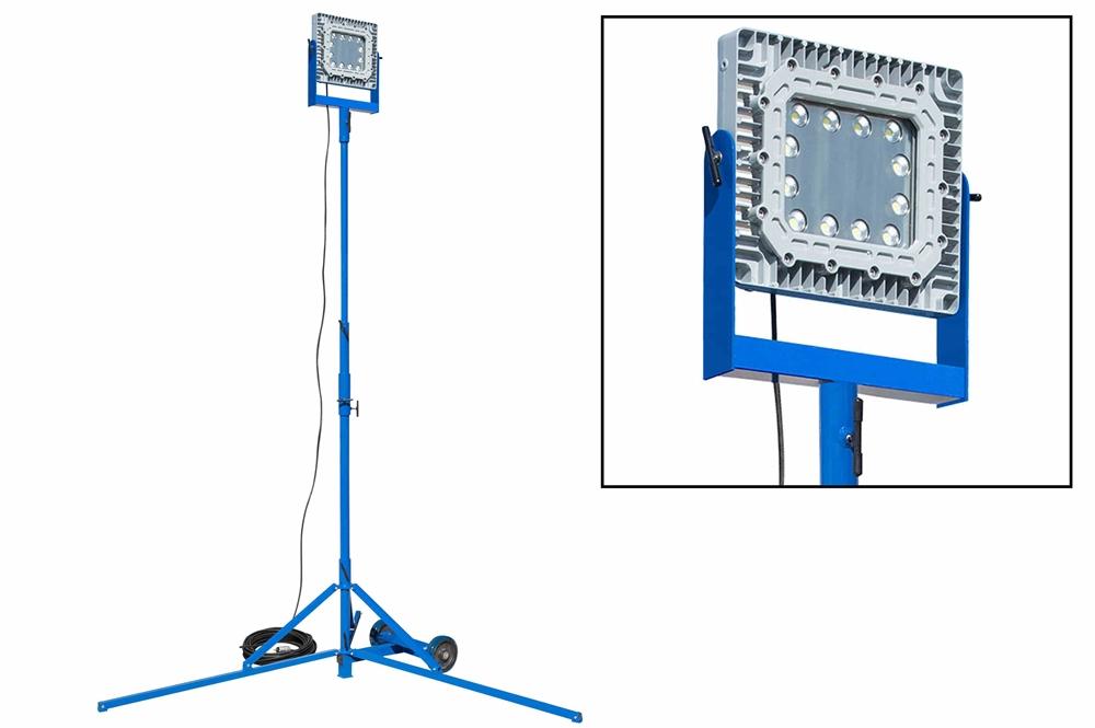 150W Explosion Proof LED Light Tower - Tripod Mount - C1D1 - 100' 16/3 SOOW Cord w/ Strain Relief and EXP Plug - PuriLite
