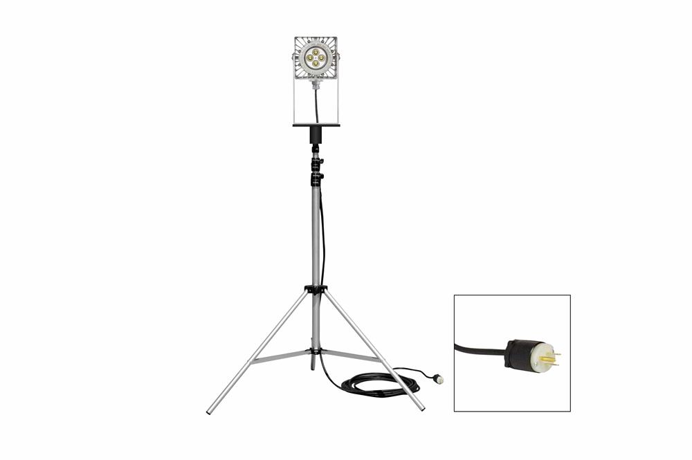 50W Explosion Proof LED Tripod Light - 3.5ft to 10ft - 7,000 lms - 3' Cord w/ Cord Cap - PuriLite