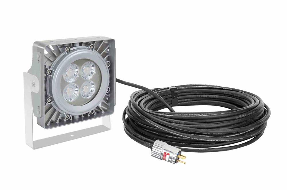 50W Explosion Proof LED Flood Light Fixture - C1D2, C2D1/C2D2 - Serviceable Junction Box - 50' Cord - PuriLite