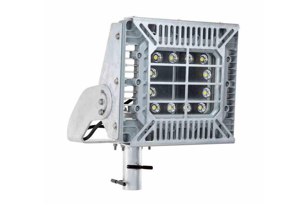 150W Explosion Proof Adjustable Pole Top Mount LED Light Fixture - 7"OD Slip Fitter Yoke - C2D1/C1D2 - PuriLite
