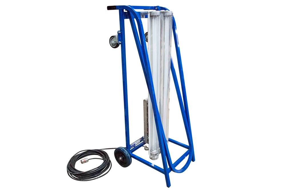 Explosion Proof Paint Spray Booth Light on Dolly Cart with Wheels - 20,000 Lumens - 4 foot 4 lamp - PuriLite