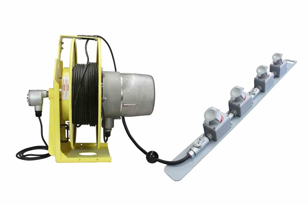 Explosion Proof Tool Tap Reel - 4 EXP Proof Outlets - 12/3 - 20 Amps Continual - Class I Div I - PuriLite