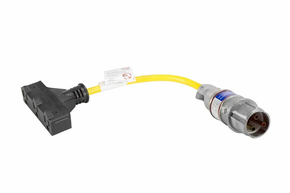 Explosion Proof Plug w/ Tri-Tap Receptacle - Pin Sleeve Cord Cap - 2' 12/3 SOOW - Hot Work Permit - PuriLite
