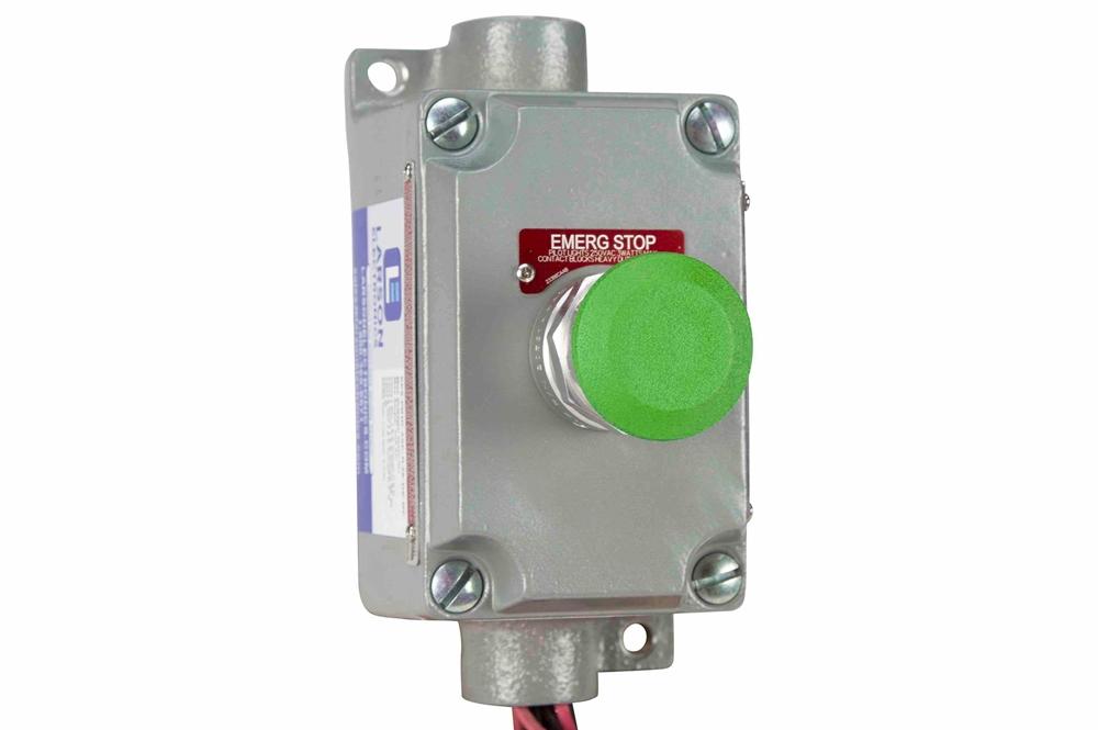 Explosion Proof Green Mushroom Push Button Switch - (2) Contact Blocks - Class I and II, Division 1 and 2 - PuriLite