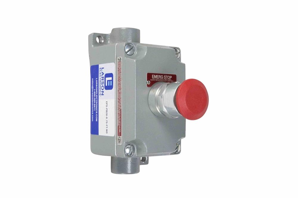20A Explosion Proof Mushroom Push Button Switch - Class I/ II, Division 1 & 2 - 120V AC - 2P - START/PURGE Label - PuriLite