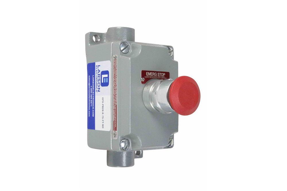 Explosion Proof 20 Amp Mushroom Push Button Switch - C I & II, Div. 1&2 - 120V AC - Bottom Feed Thru - PuriLite