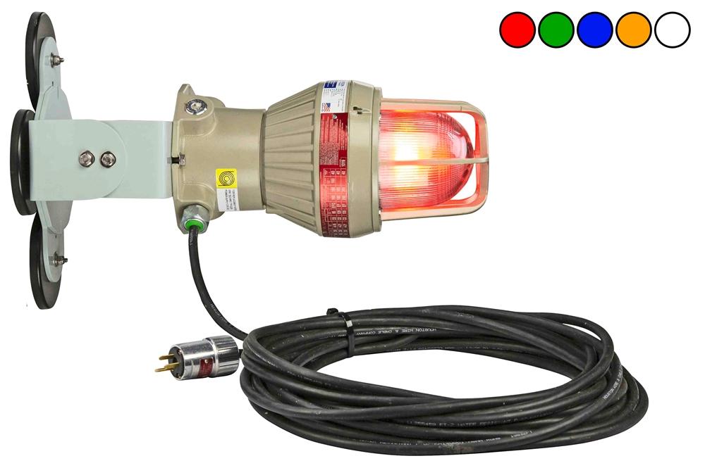 Adjustable Magnetic Mount Explosion Proof LED Strobe Light - 7 Watts - 50' Cord - EXP Plug - PuriLite