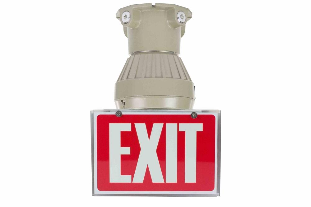26W Explosion Proof Compact Fluorescent Exit Sign - 450 Lumens - Class I, Div. 1 & 2 - 120-277V AC - External Ballast - PuriLite