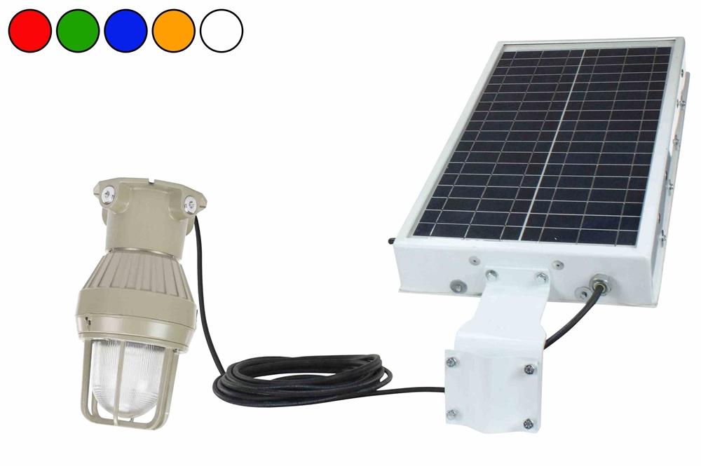 Solar Power LED Explosion Proof Light - Class 1, Division 1 - Strobe or Steady Burn - 120' 8/2 SOOW - PuriLite