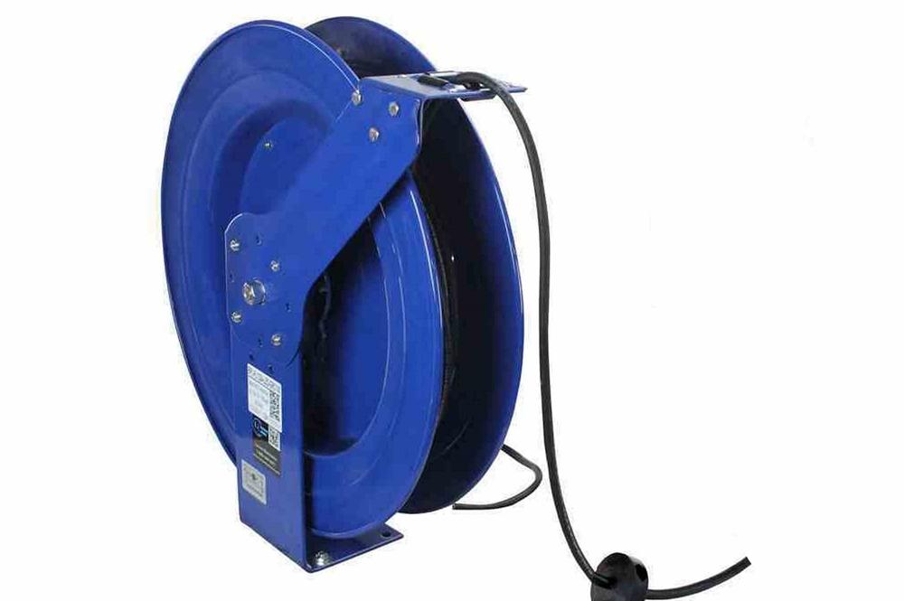 General Area Use Tool Tap Cord Reel - 30' 8/3 SOOW Cord - Straight Relief/Cord Grip - PuriLite