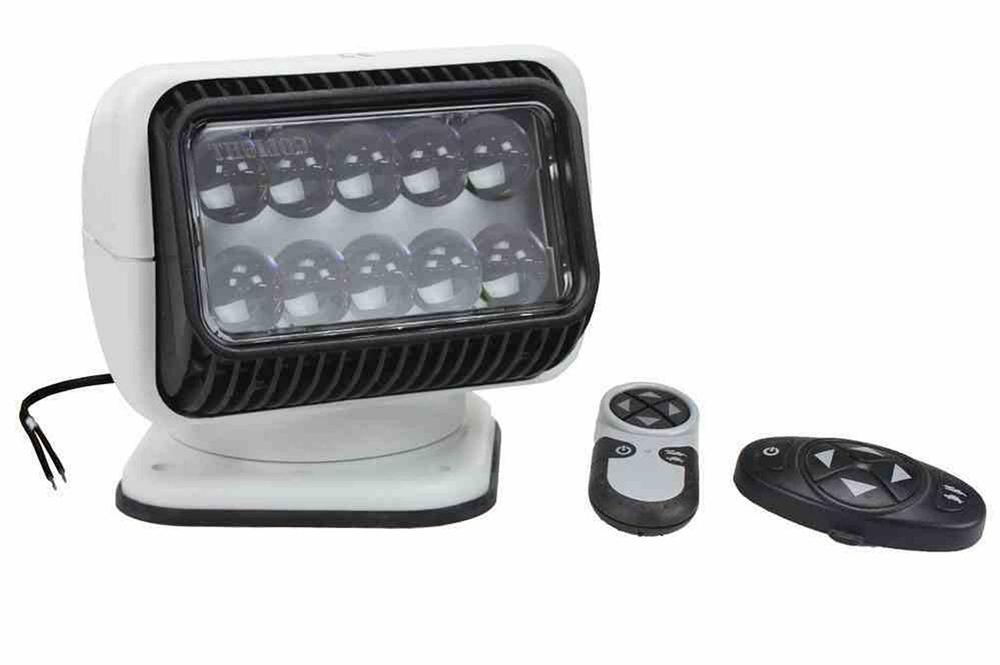 40W Golight Radioray Motorized LED Spotlight, 320,000 Candela, (1) Wireless Handheld Remote, (1) Wireless Dash Remote, White - PuriLite