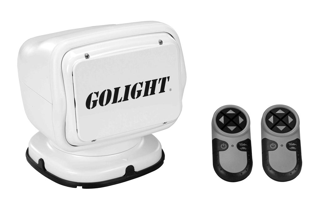 65W Golight Radioray Motorized Halogen Spotlight, 225,000 Candela, (2) Wireless Handheld Remote, White - PuriLite