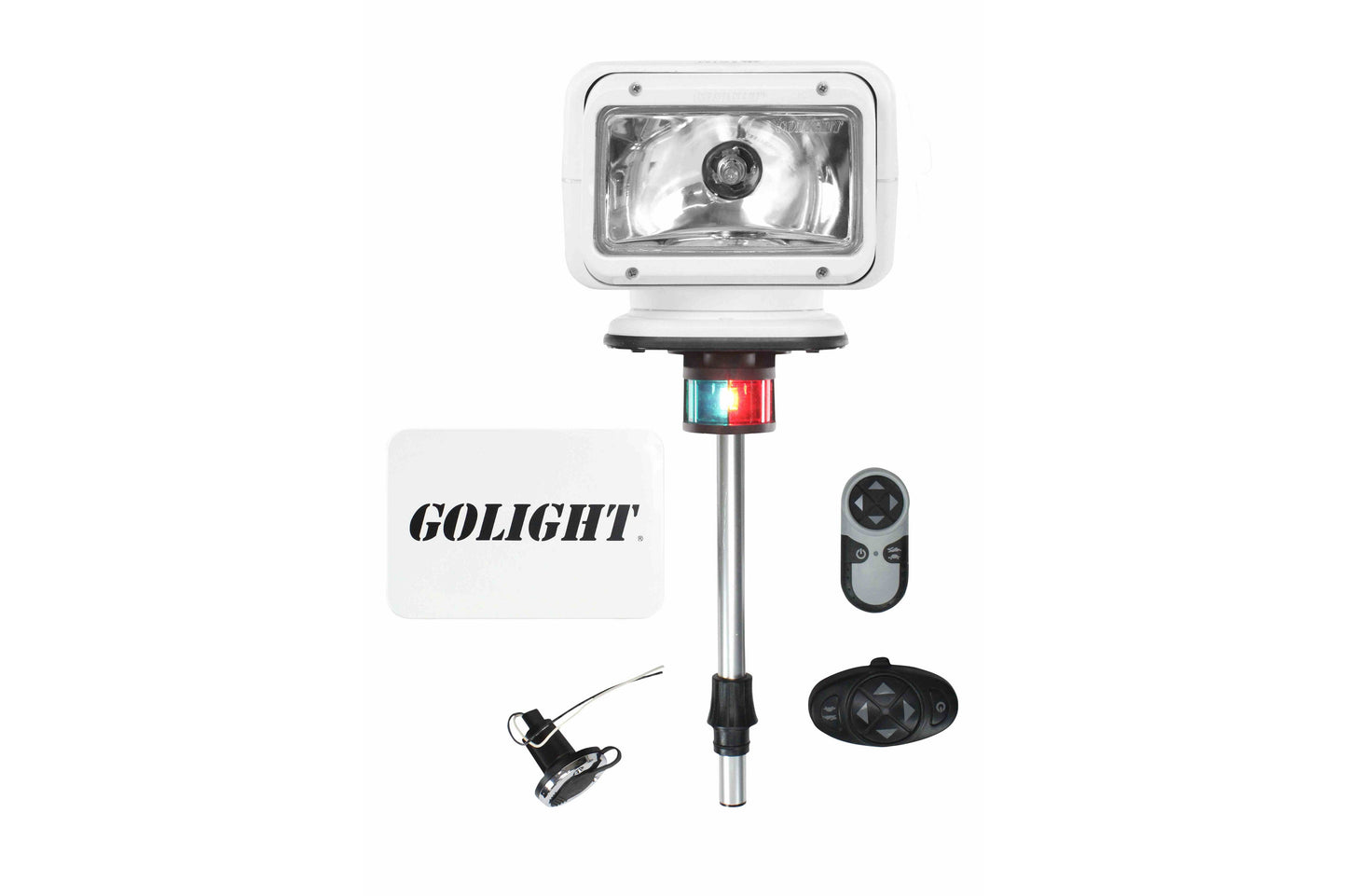 Larson Golight GL-2100-18-E Remote Control Spotlight with 18 Inch Post Mount - Perko Socket - PuriLite