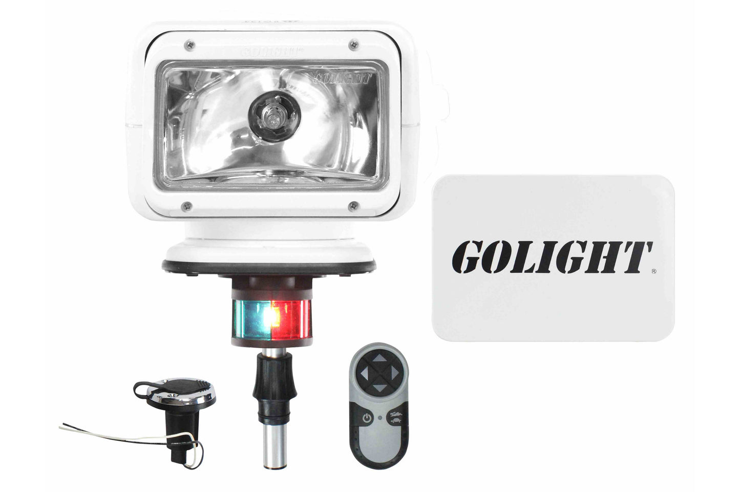 Larson Golight Remote Control Boat Spotlight GL-2100-6-E with 6 inch post mount - Perko socket - PuriLite