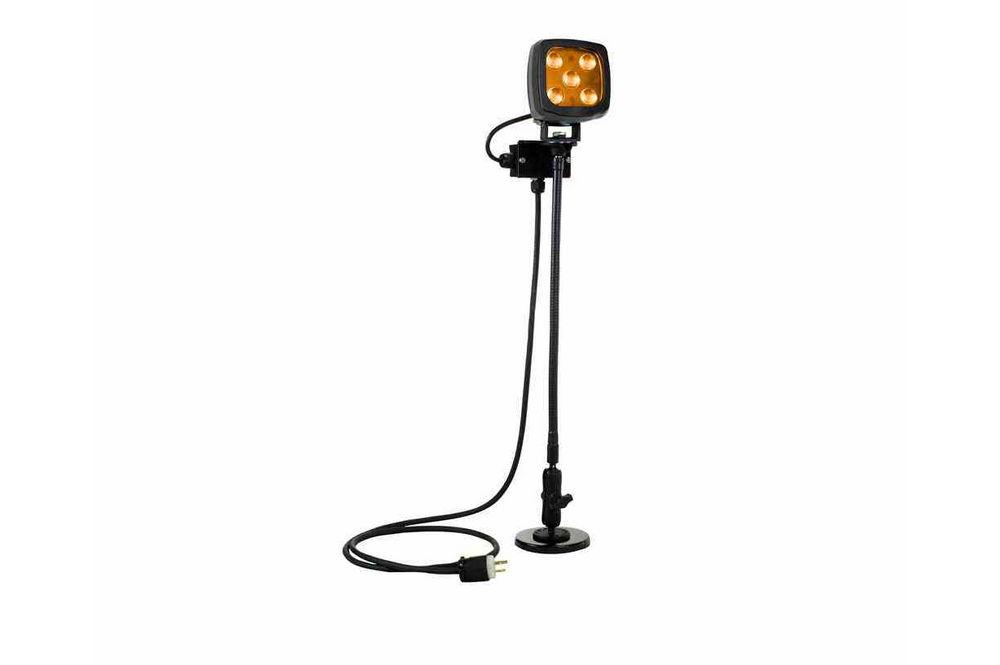25W LED Amber Work Light w/ Goose Neck Double Ball Joint Magnetic Mount - 2250 Lumens - 120-240V AC - PuriLite