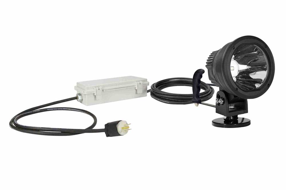 Hand Magnetic LED Spotlight - Adjustable Tilting Base - 65 Watts - 3000' Spot Beam - 120/277V AC - PuriLite