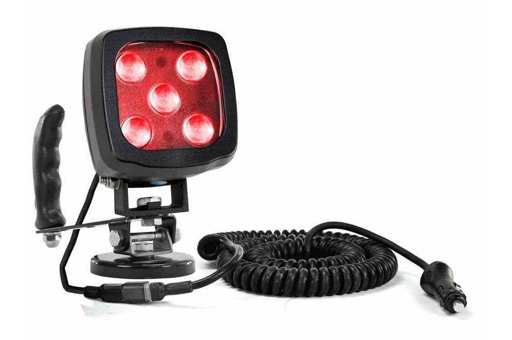 25W Red LED Spotlight w/ Magnet Mount Base & Control Handle - 2250 Lumens - IP67 - 12-24V DC - PuriLite