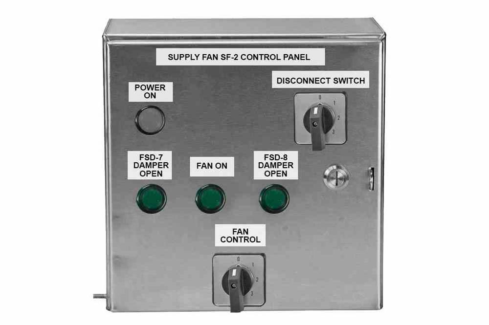 Industrial Control Station - (1) Disconnect Switch, (1) Fan Control Switch, (4) PLs, (2) 1P Circuit Breakers - Labels/SF2 - PuriLite