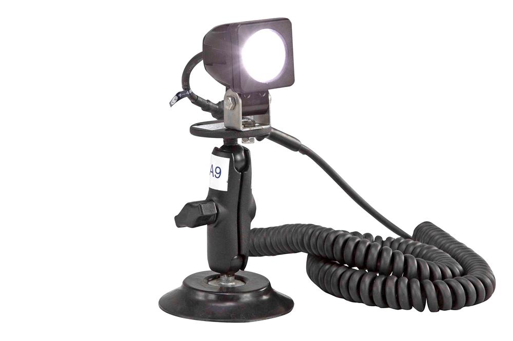 10 Watt LED Spotlight on Suction Cup Mount - 9-48VDC - 225' Spot Beam - 900 Lumen - 10 Watts - PuriLite