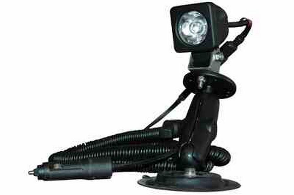 3 Watt Colored LED Spotlight on Suction Cup Mount - 9-48VDC - 180' Spot or 45'X40' Flood - PuriLite