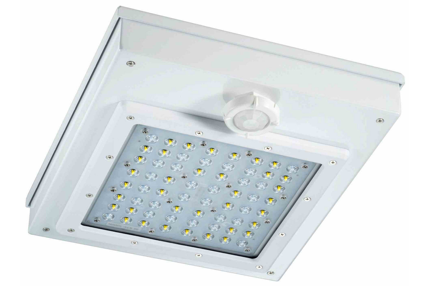 Larson 55 Watt Low Profile LED Canopy Light w/ Motion Sensor- 120-277V AC - IP65 Rated - PuriLite