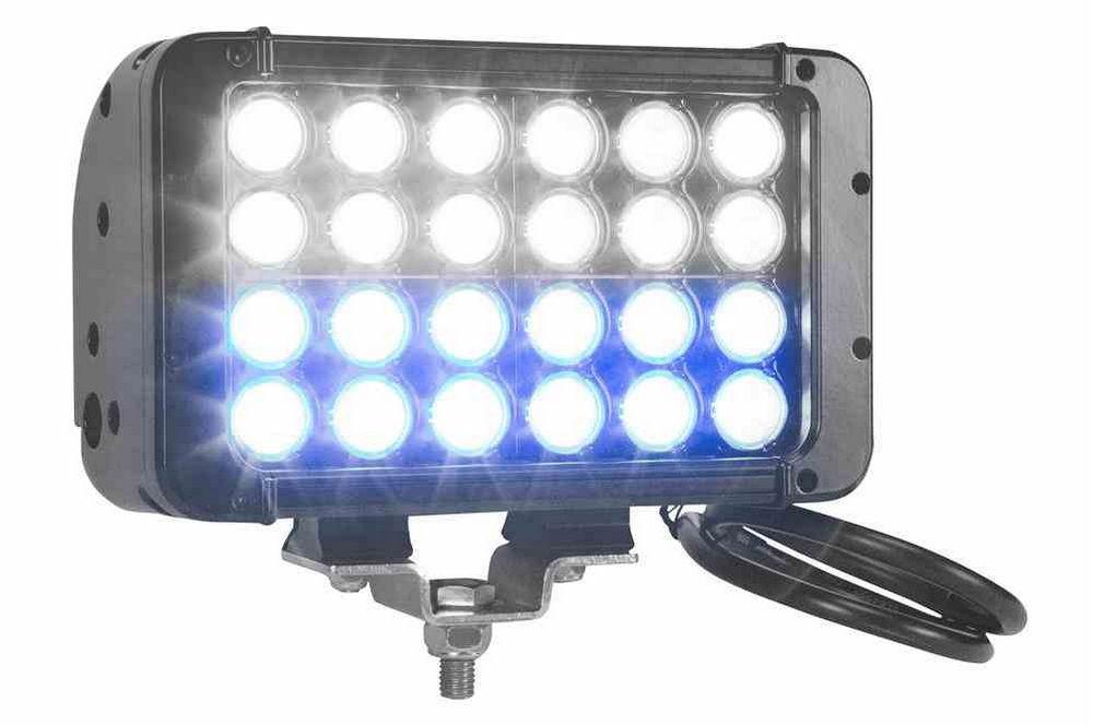 LED Light Emitter - 12 Blue LEDs, 12 White LEDs - 72 Watts - 800'L X 100'W Spot Beam - 9-42VDC - PuriLite