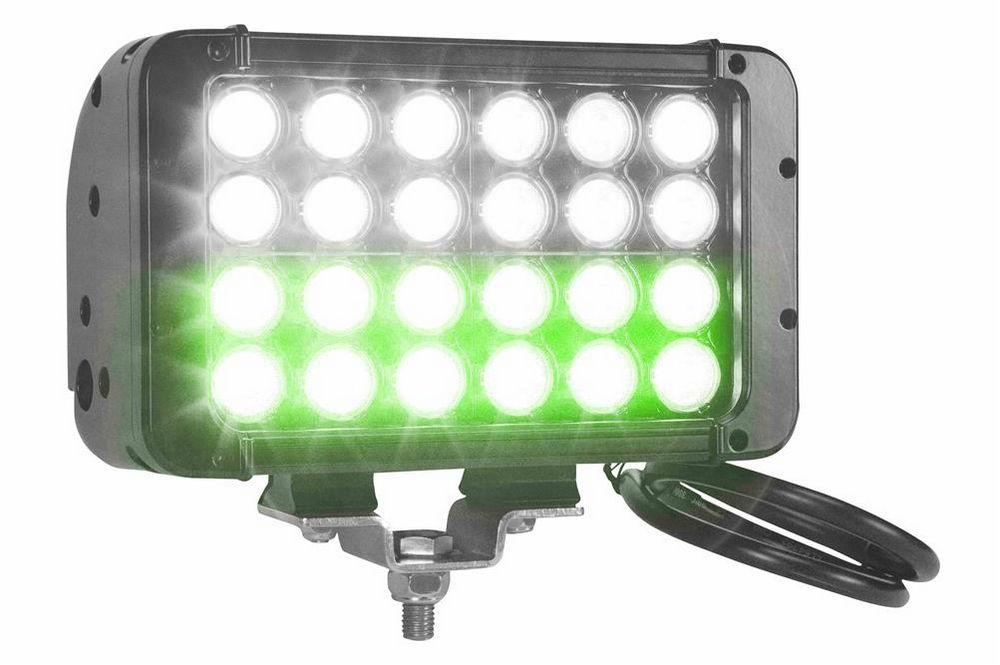 LED Light Emitter - 12 Green LEDs, 12 White LEDs - 72 Watts - 800'L X 100'W Spot Beam - 9-42VDC - PuriLite