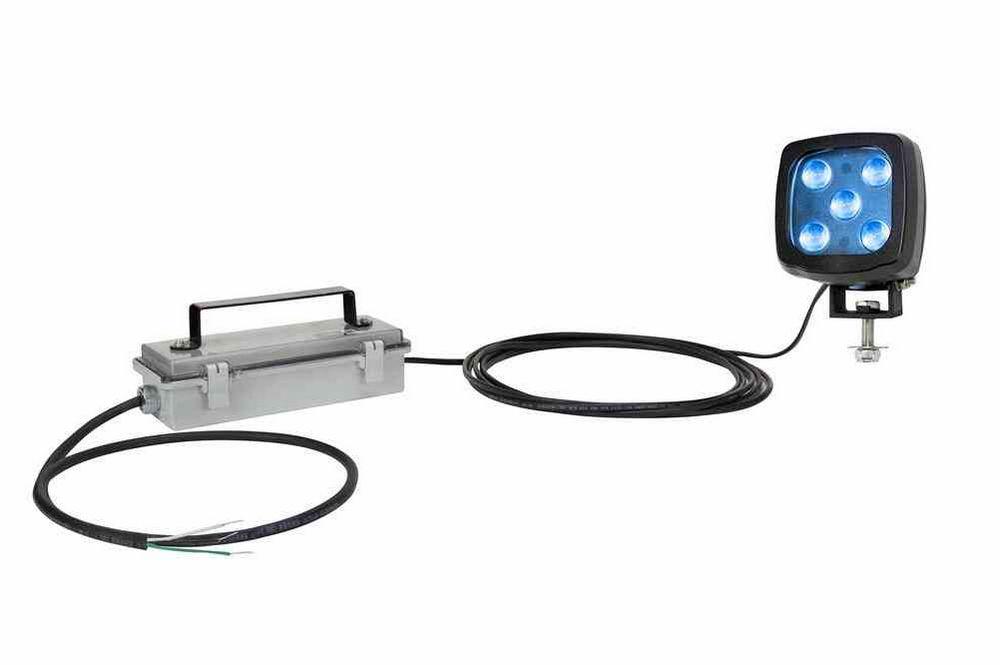 25W Blue LED Warning Spotlight - 2250 Lumens - 125V DC - IP67 Rated - PuriLite