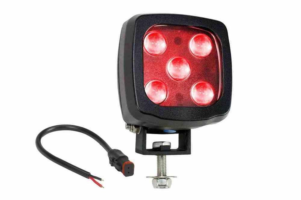 Red Type EE Forklift LED Warning Spotlight - 25W 2250 Lumen - 9-60V DC - Red Pedestrian Safety Light - IP67 - PuriLite