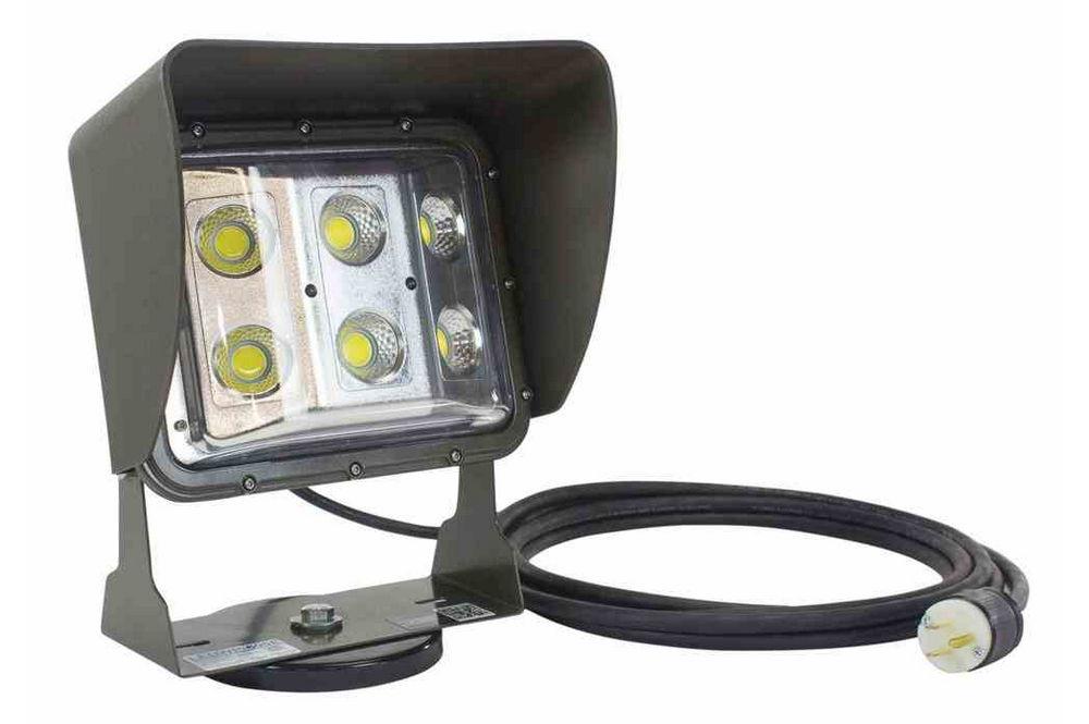 Magnetic Mount 60 Watt Low Profile LED Flood Light - Glare Shield - 6' Cord - 120-277V AC - PuriLite