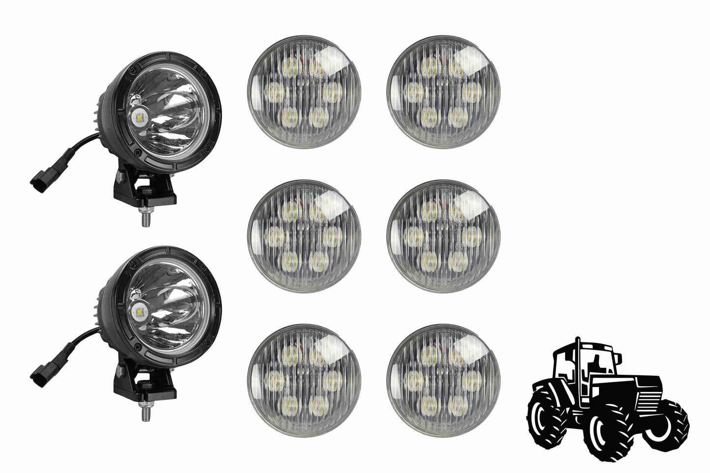 Larson LED Cab Light Upgrade Kit for John Deere 4730 Tractors - (6) LED18W-PAR36 - (2) LED25WRE-CPR - PuriLite