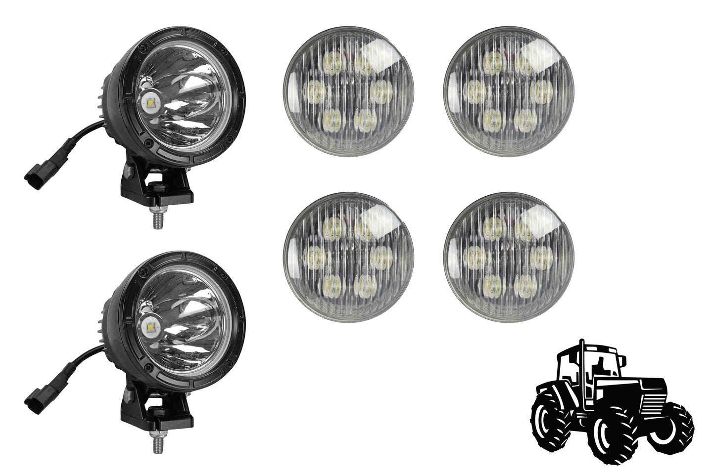 Larson LED Cab Light Upgrade Kit for John Deere 6430 Tractors - (4) LED18W-PAR36 - (2) LED25WRE-CPR - PuriLite