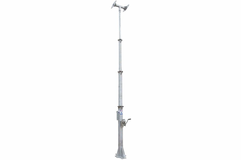 6.75-17' 4-Stage Light Mast - Cord Reel Mounting Plate - Wide Foundation w/ T-Head Mast Plate - PuriLite