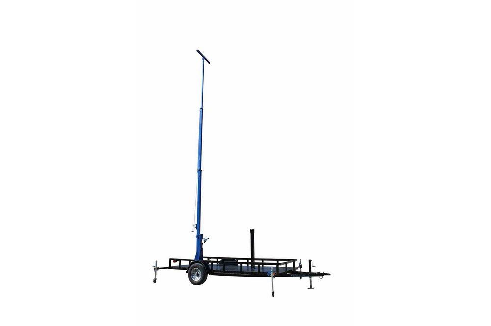 20' Three Stage Light Mast on 10' Single Axle Trailer - 9' to 20' - Mount Lights, Cameras, Equipment - PuriLite