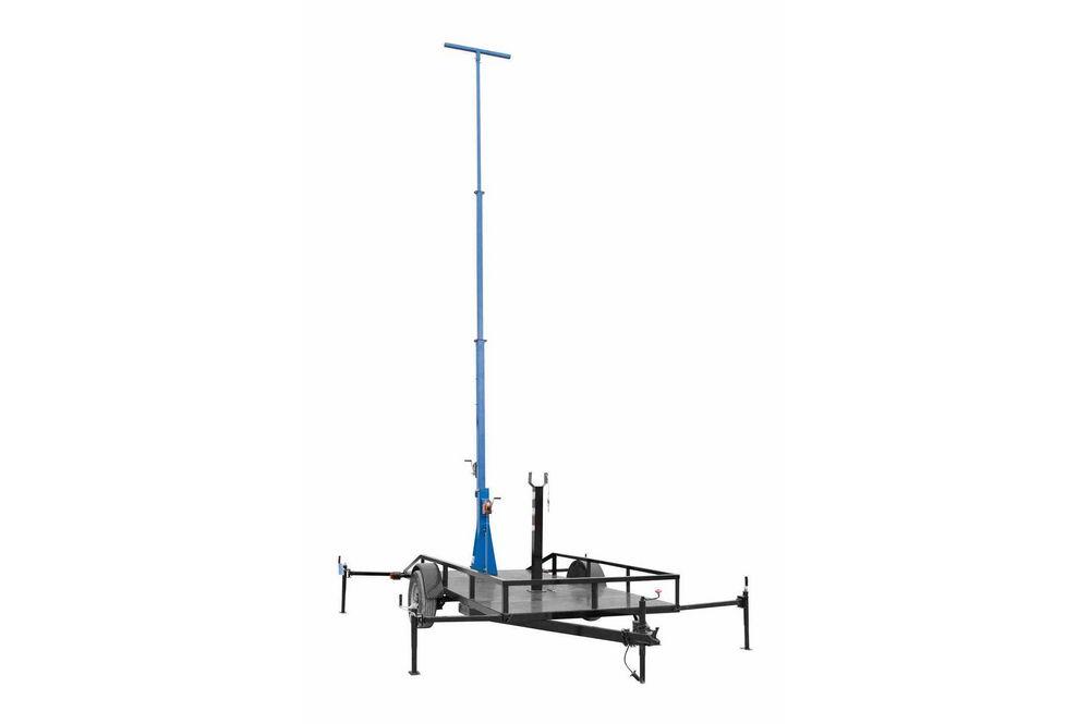 Three Stage Light Mast on 14 Foot Single Axle Trailer with wheels - Extends up to 25 Feet - PuriLite