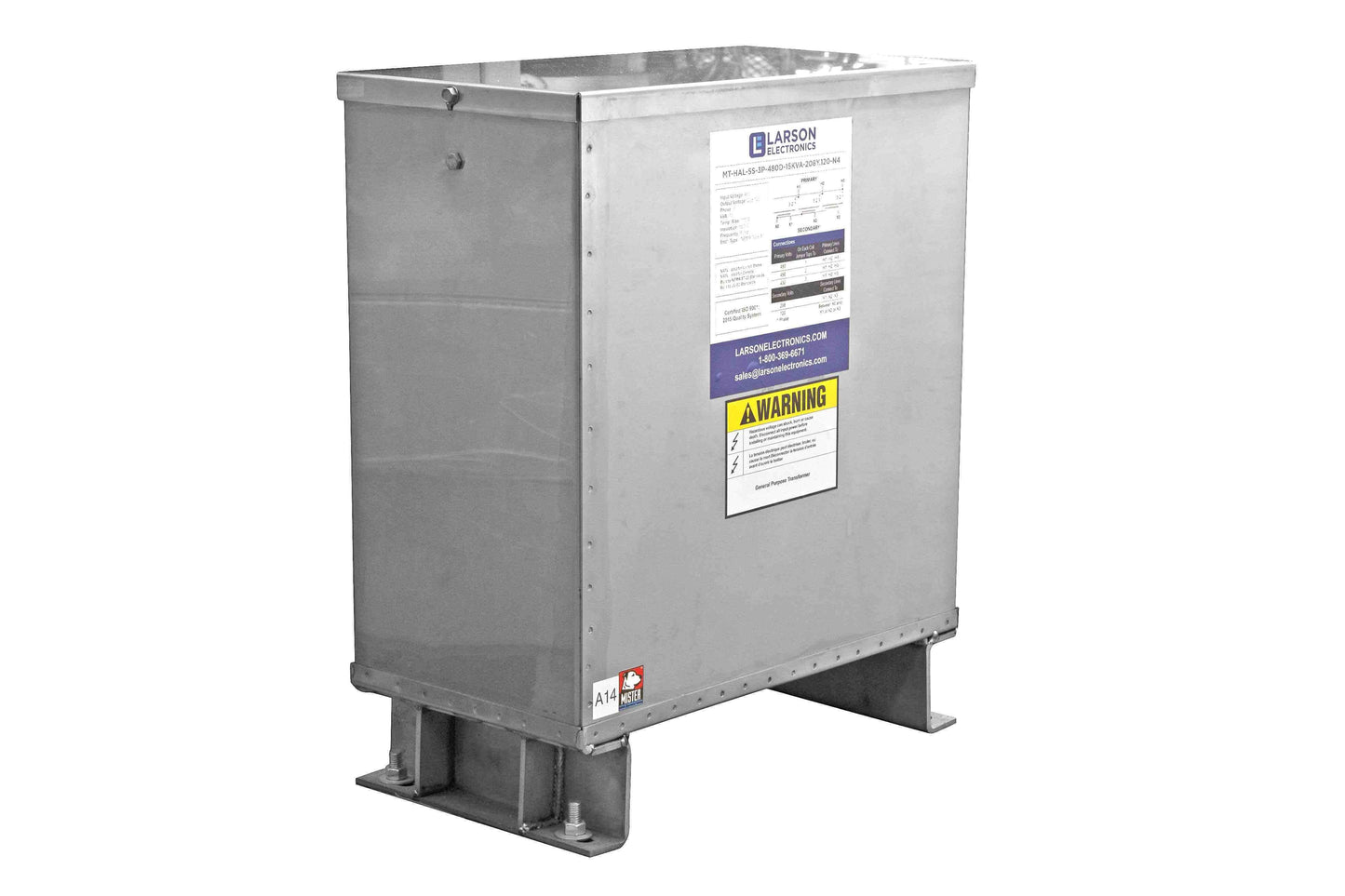 Larson 75 kVA Marine Rated Distribution Transformer - 480V Delta Primary - 440Y/210 Wye Secondary - NEMA 4 - Copper Windings - PuriLite