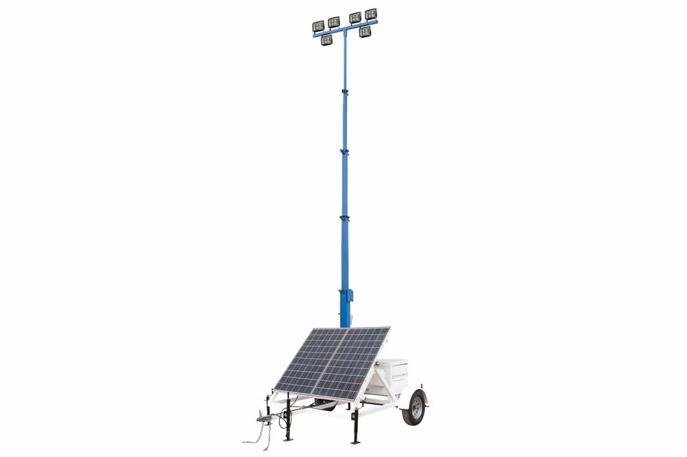 *RENT* 300W Solar Light Tower - 30' Light Tower - 7.5' Trailer - (6) 50W Lamps - Inverter/Backup Diesel Generator - PuriLite
