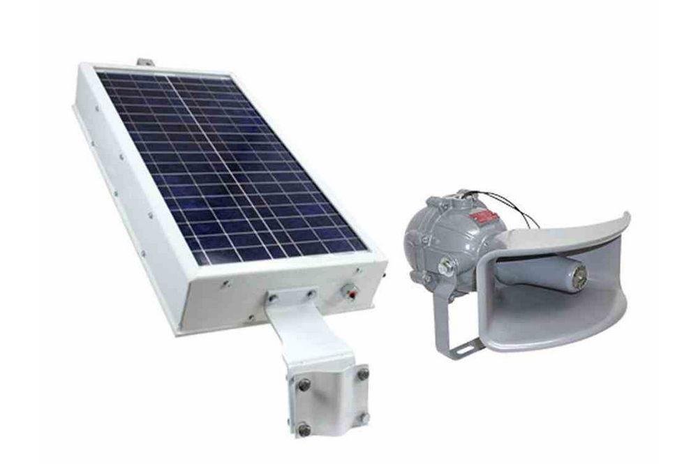 Solar Powered Explosion Proof Horn - 8 Tones - NEMA 4X - 110 Decibels - 30W Solar Panel - C1D1 - PuriLite