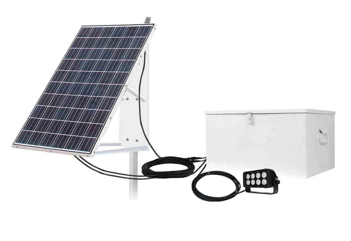 Larson 80W Solar Powered LED Light w/ 265W Panel - (4) 250 aH 12V Batteries - Pole Mount Panel - 40' Cord - PuriLite