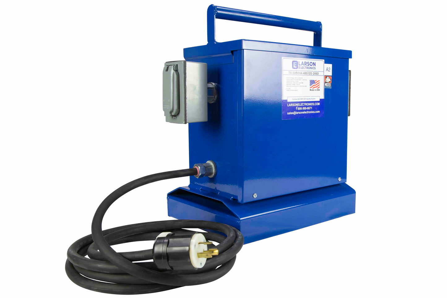 Larson Temporary Transformer - 3000 VA - Converts 480V AC to 120V AC - (2) 20A Duplex Outlets - PuriLite