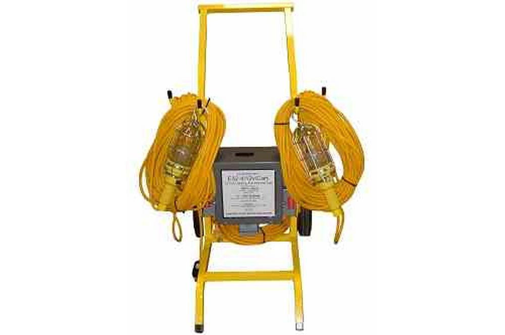 Vapor Proof 4 Light GFI Cart with Pneumatic Tires - 50 foot cord - PuriLite