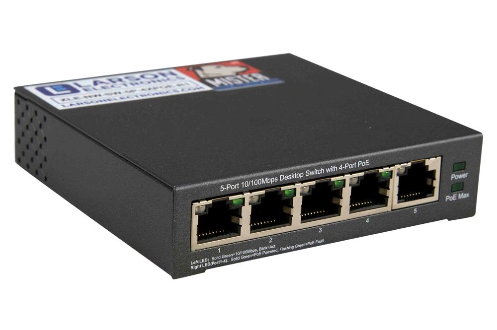 POE Network Switch - 4-Port - 802.3af Compliant - Metal Enclosure - PuriLite