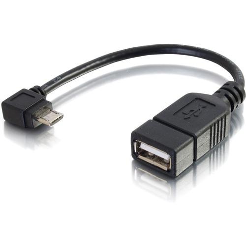 C2G 6in Mobile Device USB Micro-B to USB Device OTG Adapter Cable - 6" USB Data Transfer Cable for Flash Drive, Mouse, Keyboard, Cellular Phone, Tablet PC - First End: 1 x Type A Female USB - Second End: 1 x Type B Male Micro USB - Shielding - Gold-flash - PuriLite