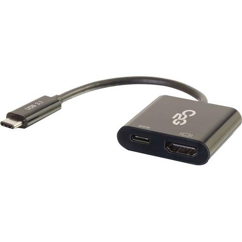 C2G USB C to HDMI A/V Adapter Converter with Power Delivery 4K 30Hz - Black - Type C - 1 x HDMI, HDMI - 4096 x 2160 Supported - PuriLite