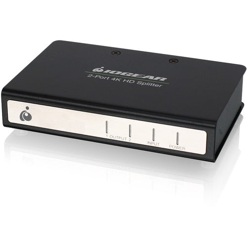 IOGEAR 2-Port Splitter with 4K HDMI Signal Booster - 4096 x 2160 - 49 ft (14935.20 mm) Maximum Operating Distance - 1 x HDMI In - 2 x HDMI Out - Metal - PuriLite