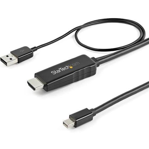 StarTech.com 6ft (2m) HDMI to Mini DisplayPort Cable 4K 30Hz - Active HDMI to mDP Adapter Cable with Audio - USB Powered - Video Converter - HDMI 1.4 to Mini DisplayPort 1.2 active adapter cable with 4K 30Hz video/HDCP 1.4/audio - Minimize signal loss; B - PuriLite