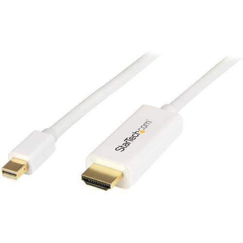 StarTech.com Mini DisplayPort to HDMI Converter Cable - 6 ft (2m) - 4K - White - Eliminate clutter by connecting your PC directly to an HDMI display - Mini DisplayPort to HDMI converter - Mini DisplayPort to HDMI cable - mDP to HDMI - Mini DisplayPort to - PuriLite