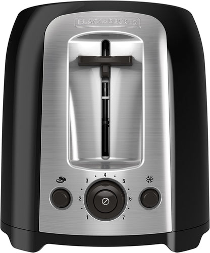 Black+Decker 2-Slice Extra Wide Slot Toaster, Classic Oval, Black with Stainless Steel Accents, TR1278B - PuriLite