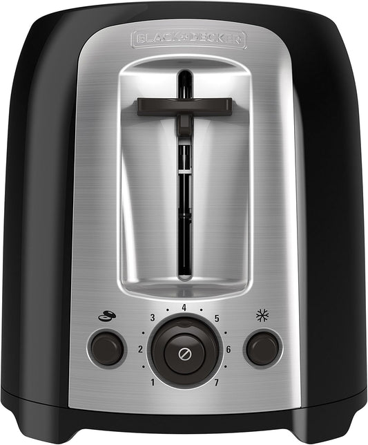 Black+Decker 2-Slice Extra Wide Slot Toaster, Classic Oval, Black with Stainless Steel Accents, TR1278B - PuriLite